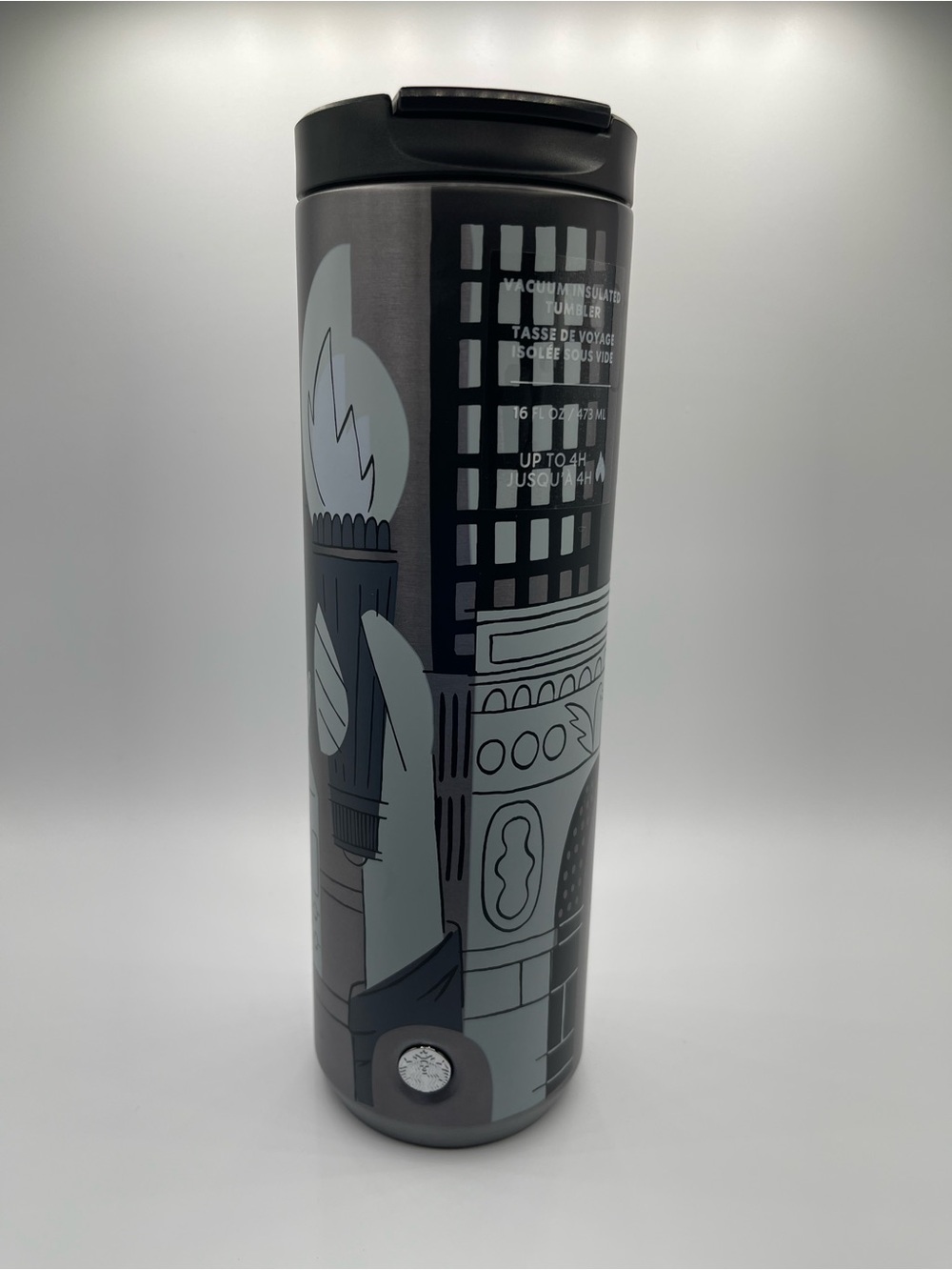 Starbucks Gray and Black Illustrated Insulated Tumbler